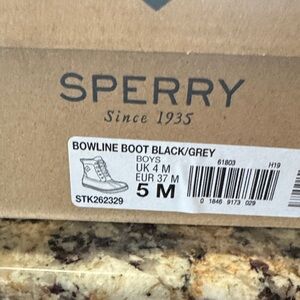 Sperry Bowline Boot for Boys - Black and Gray